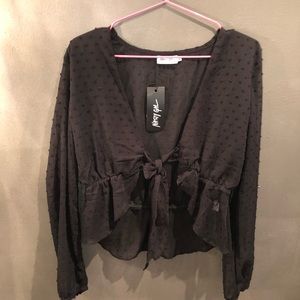 Nasty Gal Black Long Sleeve Blouse - Cropped